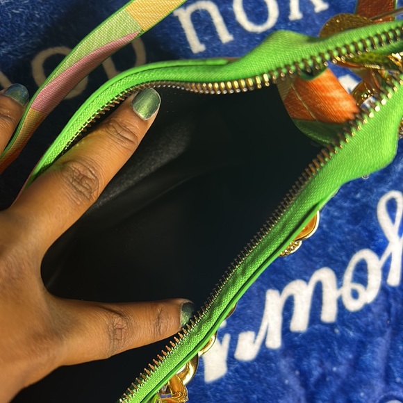 Orange,green,gold,yellow, pink, blue and grey two strapped purse. - Picture 4 of 5